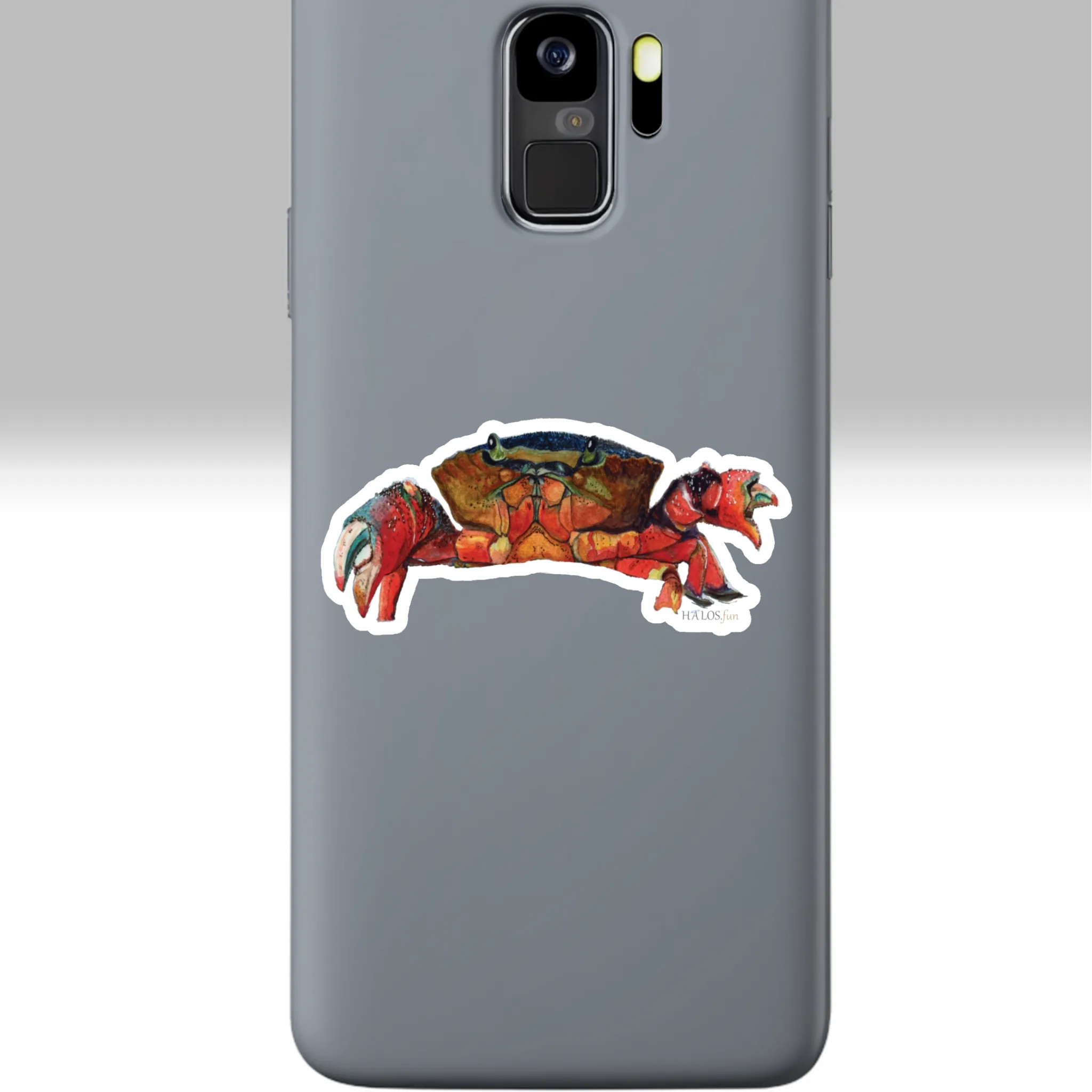 3x3 White Crabby Sticker Beautiful, Epic - Ocean Watercolor Art On A Cell Phone