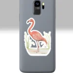 3x3 White Flamingo Sticker Reflections and Beautiful Wonders of the Lord Shown on a Cell Phone