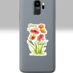 3x3 White Halos Flowers Sticker Praising God in Beautiful Vibrant Colors Shown on a Cell Phone
