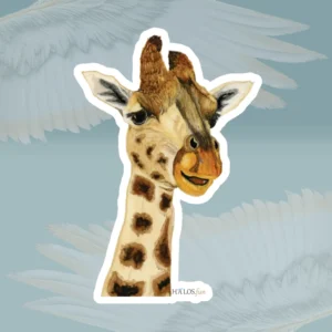 3x3 White Halos Giraffe Sticker The Beautiful Higher Side of Faith Framed By Angels Fly Here
