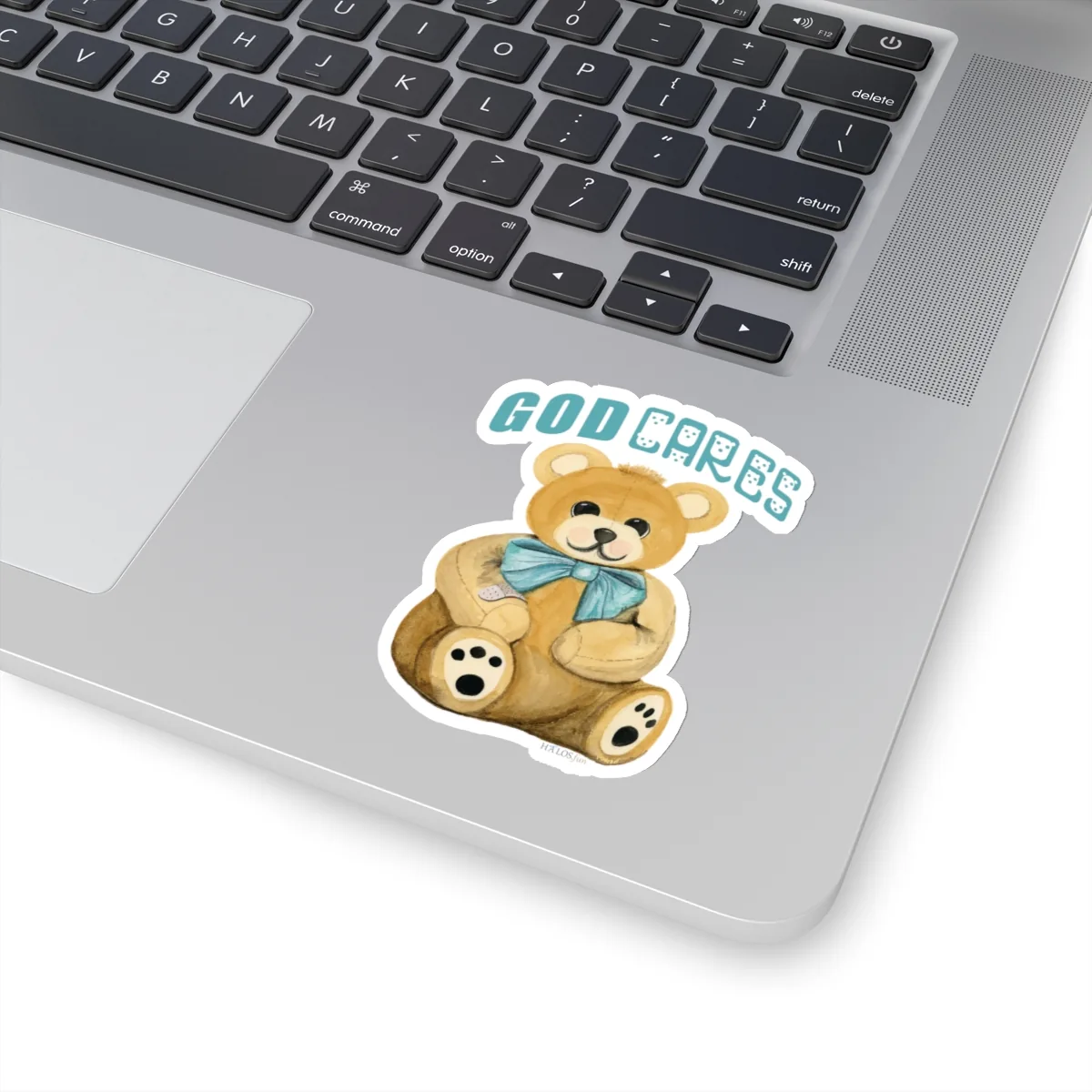 3x3 White Halos Teddy Sticker Fantastic Bear Hugs of Gods Love