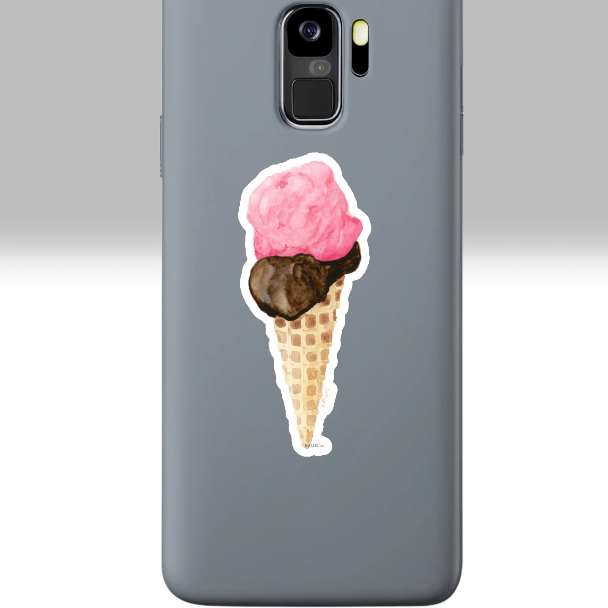 3x3 White Ice Cream Sticker Beautiful Rich and Creamy Halos Art Shown on a Cell Phone