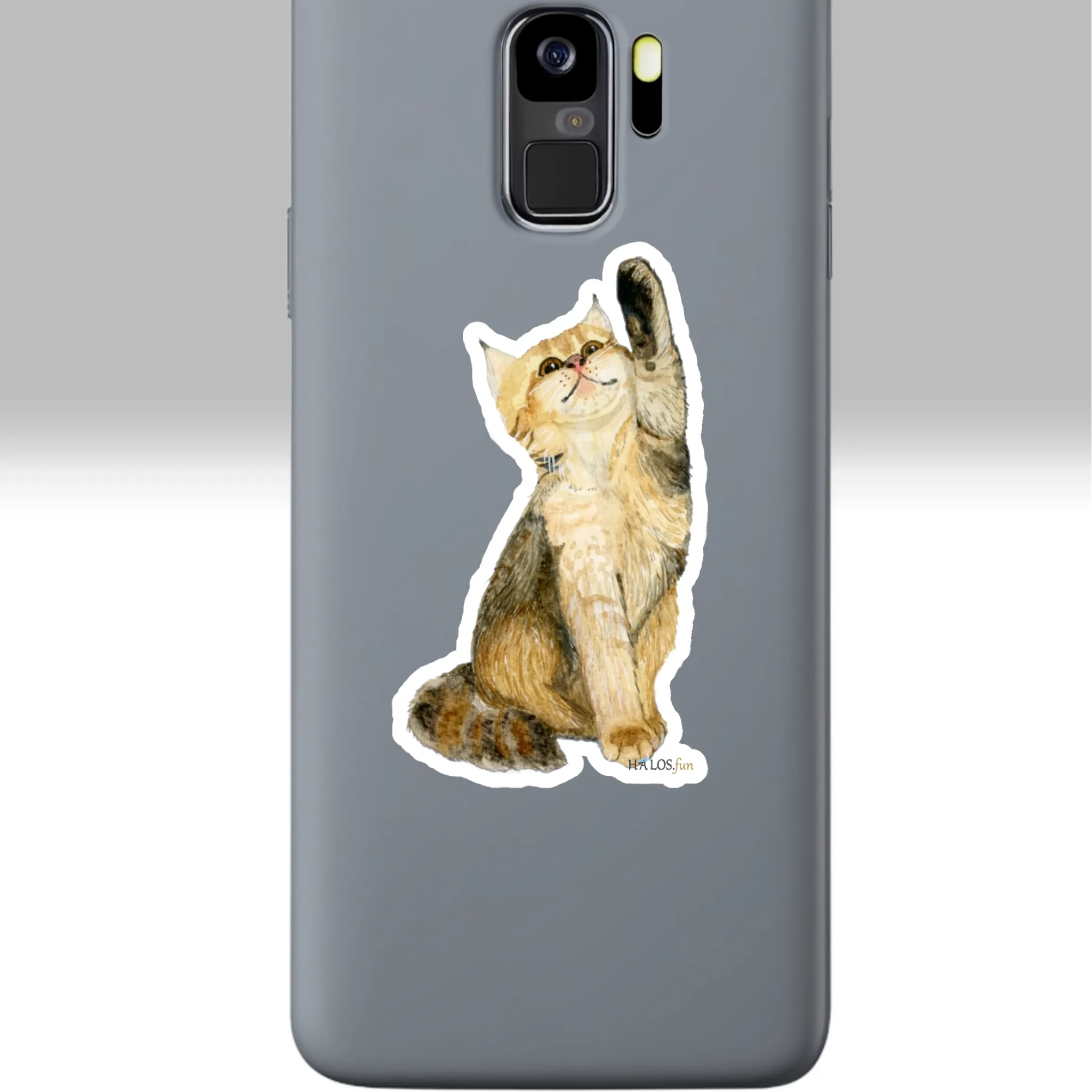 3x3 White Kitten Paws Sticker Irresistibly Beautiful and Fun Shown on a Cell Phone