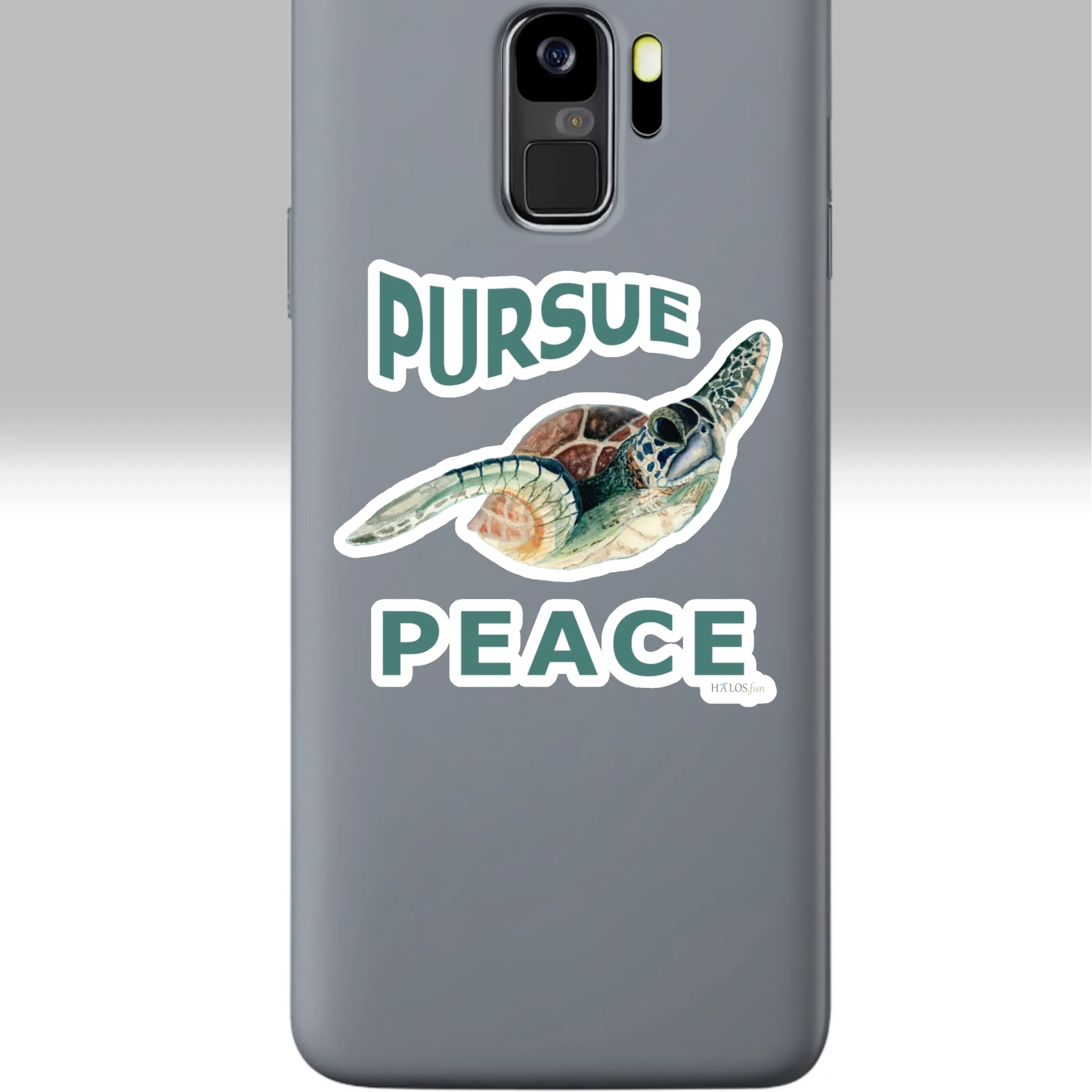 3x3 White Sea Turtle Sticker New Hypnotic Peace in Motion On a Cell Phone