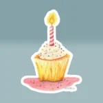 4x4 White Birthday Sticker New Fantastic Colorful Cupcake Product