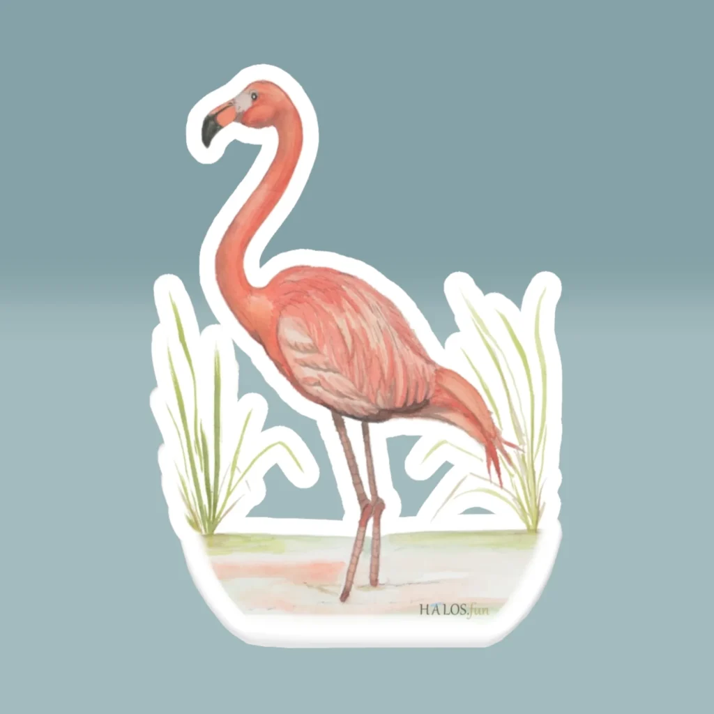 4x4 White Flamingo Sticker Reflections and Beautiful Wonders of the Lord Product