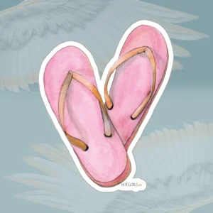4x4 White Flip Flops Sticker Sure New path to Relaxation and Peace Framed By Angels Fly Here