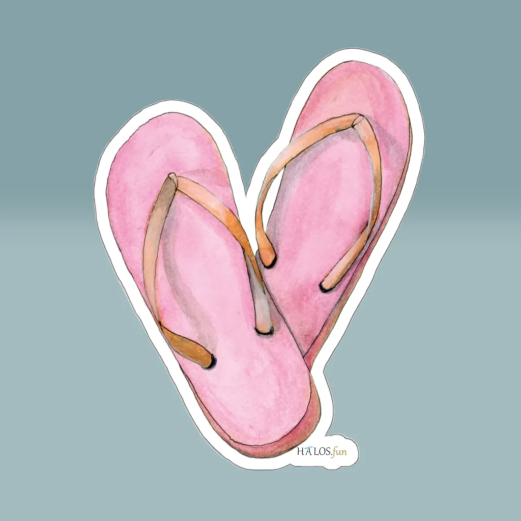 4x4 White Flip Flops Sticker Sure New path to Relaxation and Peace Product