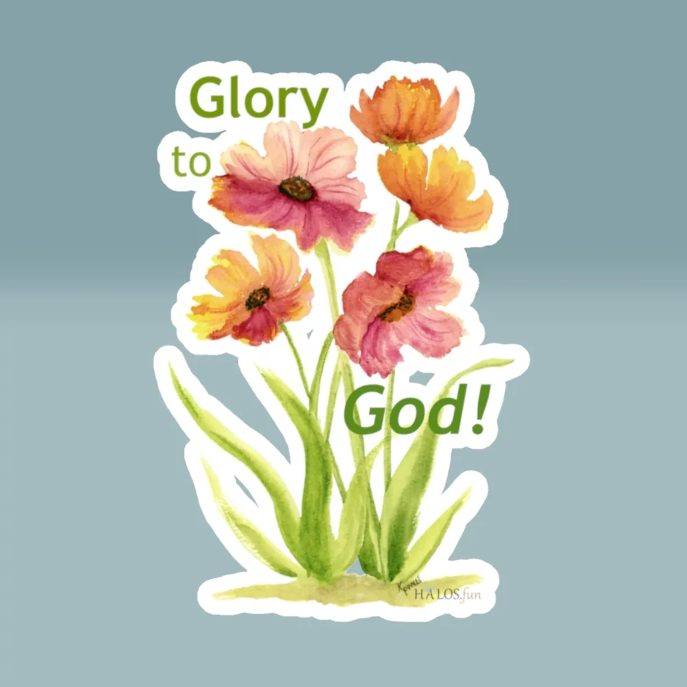 4x4 White Halos Flowers Sticker Praising God in Beautiful Vibrant Colors Product