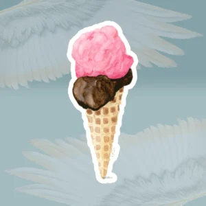6x6 White Ice Cream Sticker Beautiful Rich and Creamy Halos Art Framed By Angels Fly Here