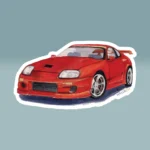 6x6 White Race Car Sticker New Epic Colorful Red Sports Car Product