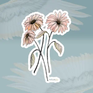 Daises Sticker Eye-Opening, Beautiful Line and Wash Art Framed By Angels Fly Here