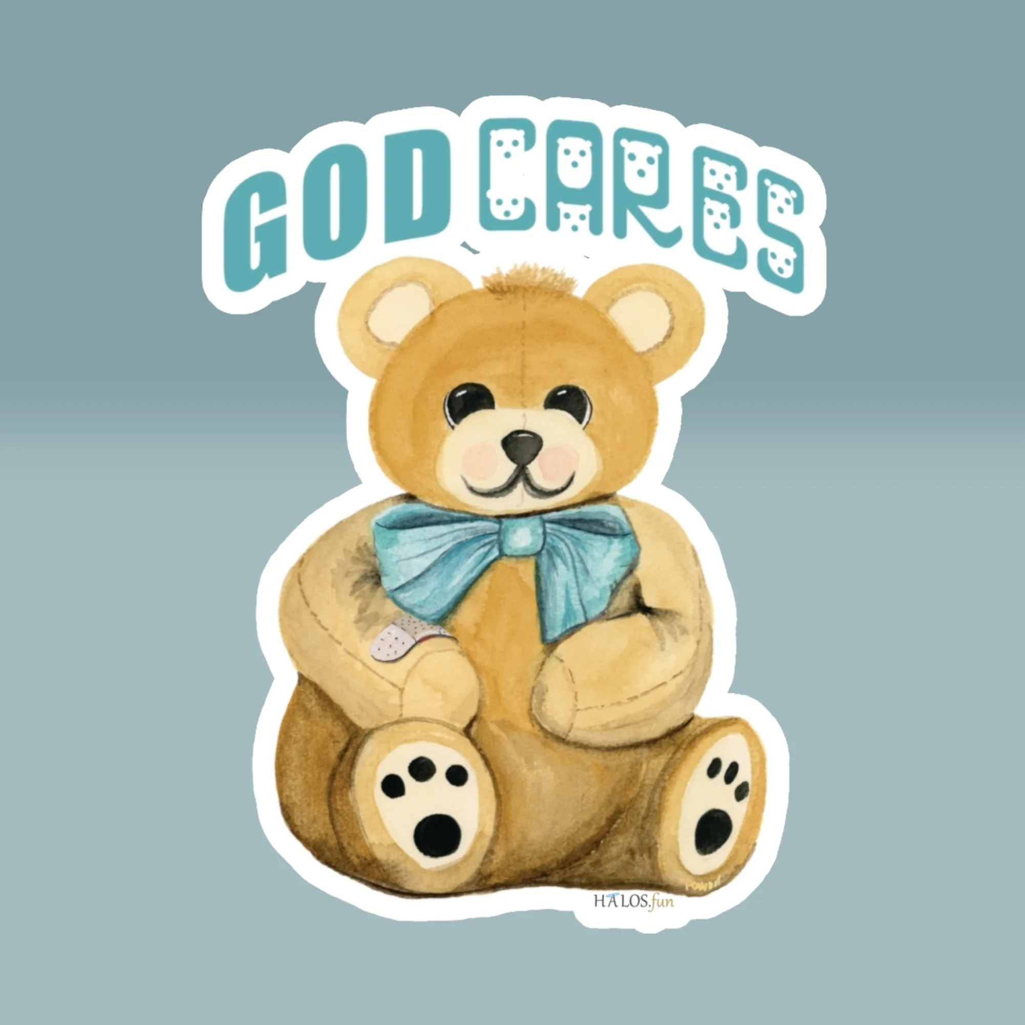 White Halos Teddy Sticker Fantastic Bear Hugs of Gods Love Product
