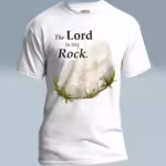 Awesome Rock Tee - Simplified Faith the Lord My Rock White Colored Haloed T-Shirt