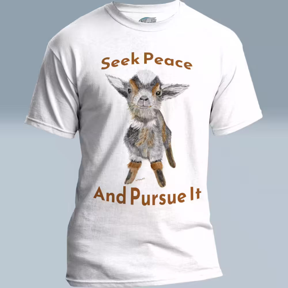 Baby Goat Tee - Easily Make you Smile & Seek Peace White colored Haloed Tee