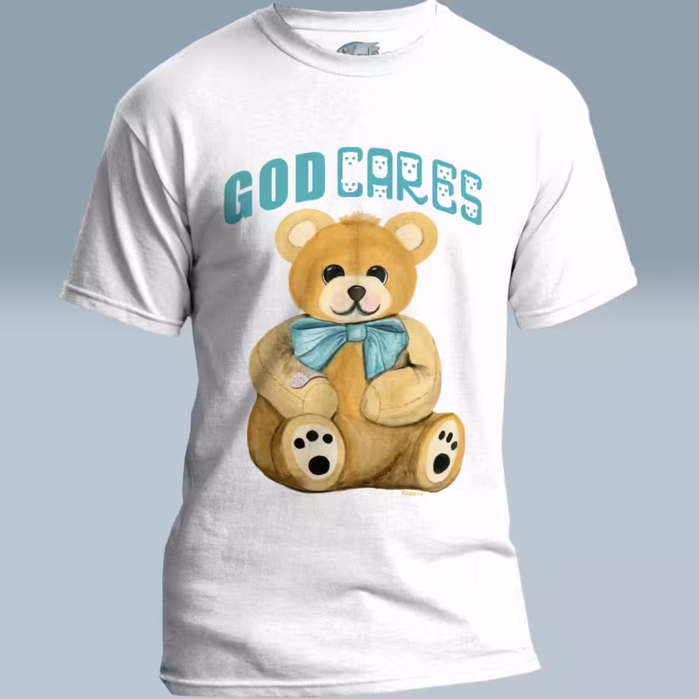 Bear Hug Tee The Grateful Embrace of God's Love White Colored Haloed Tee