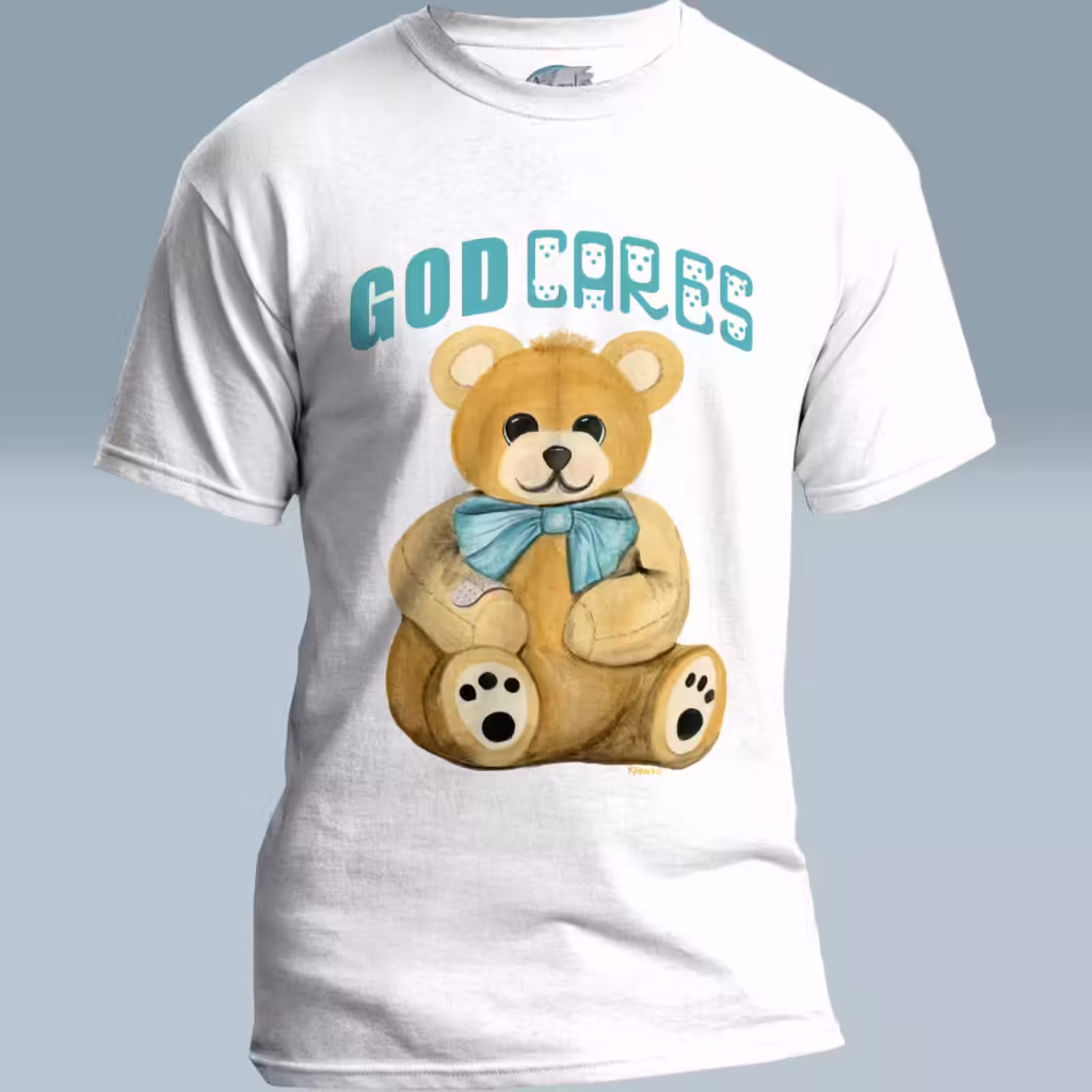Bear Hug Tee The Grateful Embrace of God's Love White Colored Haloed Tee