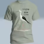 Beautiful Crane Tee Living the Fantastic God Life Sage colored Haloed Tee