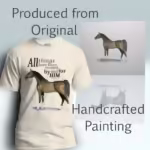 Beautiful Horse Tee Eye-Opening Scripture Art Hand Painted Arabian Natural colored Haloed Tee shown with the original watercolor painting