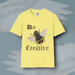 Bee Creative Tee New Fantastic Wings of Invention Corn Silk Colored Haloed Tee by Angels Fly Here