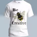 Bee Creative Tee New Fantastic Wings of Invention White Colored Haloed Tee
