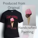 Cool Faith Tee Really Amazing Ice-Cream and Sweet Inspiration Black Colored Tee shown with the original watercolor painting