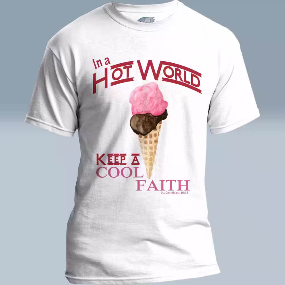 Cool Faith Tee Really Amazing Ice-Cream and Sweet Inspiration White Colored Haloed Tee