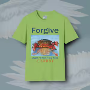 Crabby Forgiveness Tee Beautiful Ocean Shoreline Epic Art Lime Colored Haloed Tee Framed By Anngels Fly Here