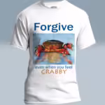 Crabby Forgiveness Tee Beautiful Ocean Shoreline Epic Art White Colored Haloed Tee