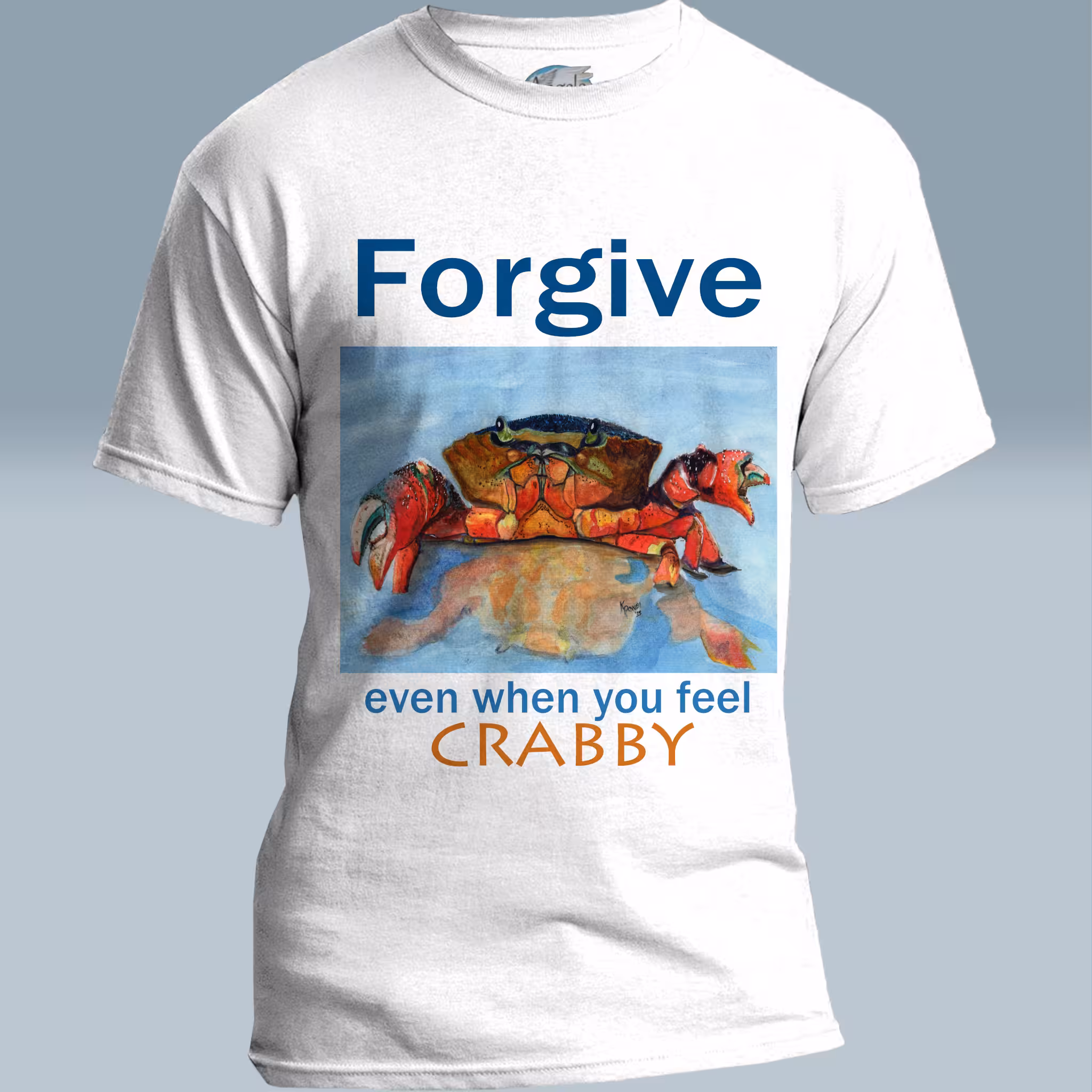 Crabby Forgiveness Tee: Beautiful Ocean Shoreline Epic Art