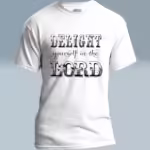 Delightful Faith Tee Beautiful Psalm 37_4 Text Art White Colored Haloed Tee