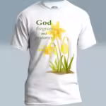 Divine Daffodils Tee Fantastic Forgiveness, Beautiful Restoration White Colored haloed Tee