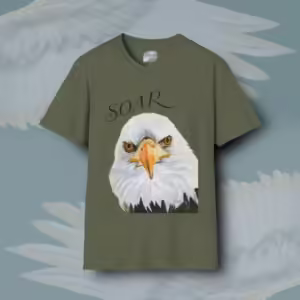 Eagle Majesty Tee Beautiful, Inspiration to Send You Soaring Military Green Colored Haloed Tee Framed By Angels Fly Here