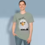 Eagle Majesty Tee Beautiful, Inspiration to Send You Soaring Sage Colored Haloed Tee happy male customer wearing the tee shirt