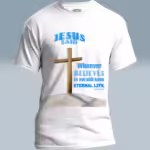 Eternal Life Tee Wondrous, Amazing Cross on a Hill White Colored Haloed Tee
