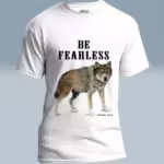 Fearless Faith Tee New Fantastic Wolf Watercolor Art White Colored Haloed Tee