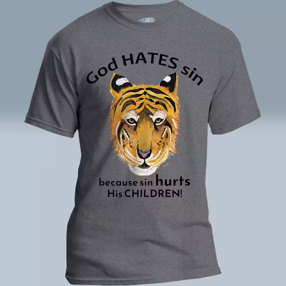 Fearless Tiger Tee The Powerful and Beautiful Protector Graphite Heather Colored Haloed T-Shirt