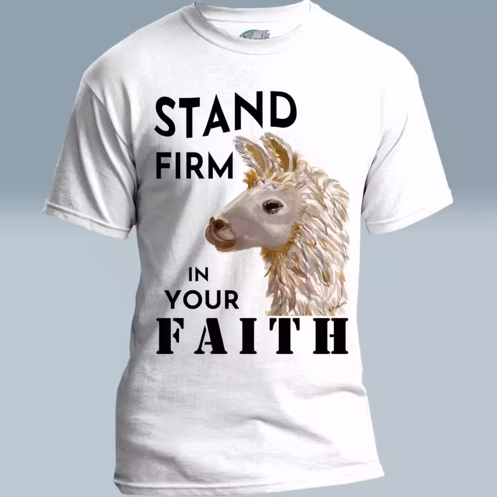 Firm Faith Lama Tee Beautiful and Inspiring Apparel in Colored Haloed Tee