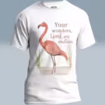 Flamingo Reflections Tee Embrace the Beautiful Wonders of the Lord White Colored Haloed Tee