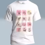 Floral Line and Wash Tee Beautiful Symphony of Pastels White Colored Haloed T-Shirt