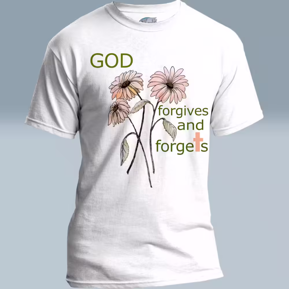 Forgiveness Blooms Tee that will make You Love God's Grace White Colored Haloed T-Shirt