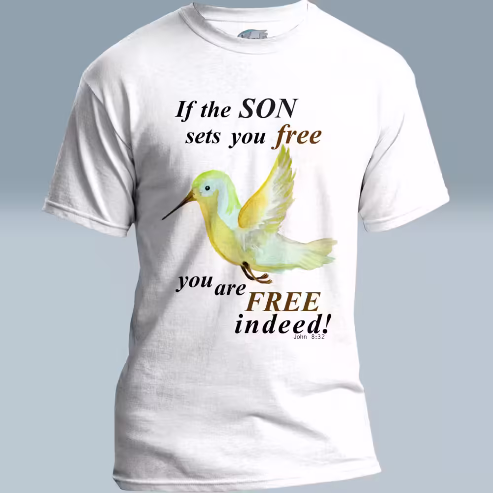Freedom's Flutter Tee Little Hummingbird of Amazing Truth White Colored Haloed Tee