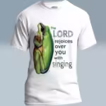 Frog Song Tee Colorful Jubilant Singing from the Heart White Colored Haloed Tee