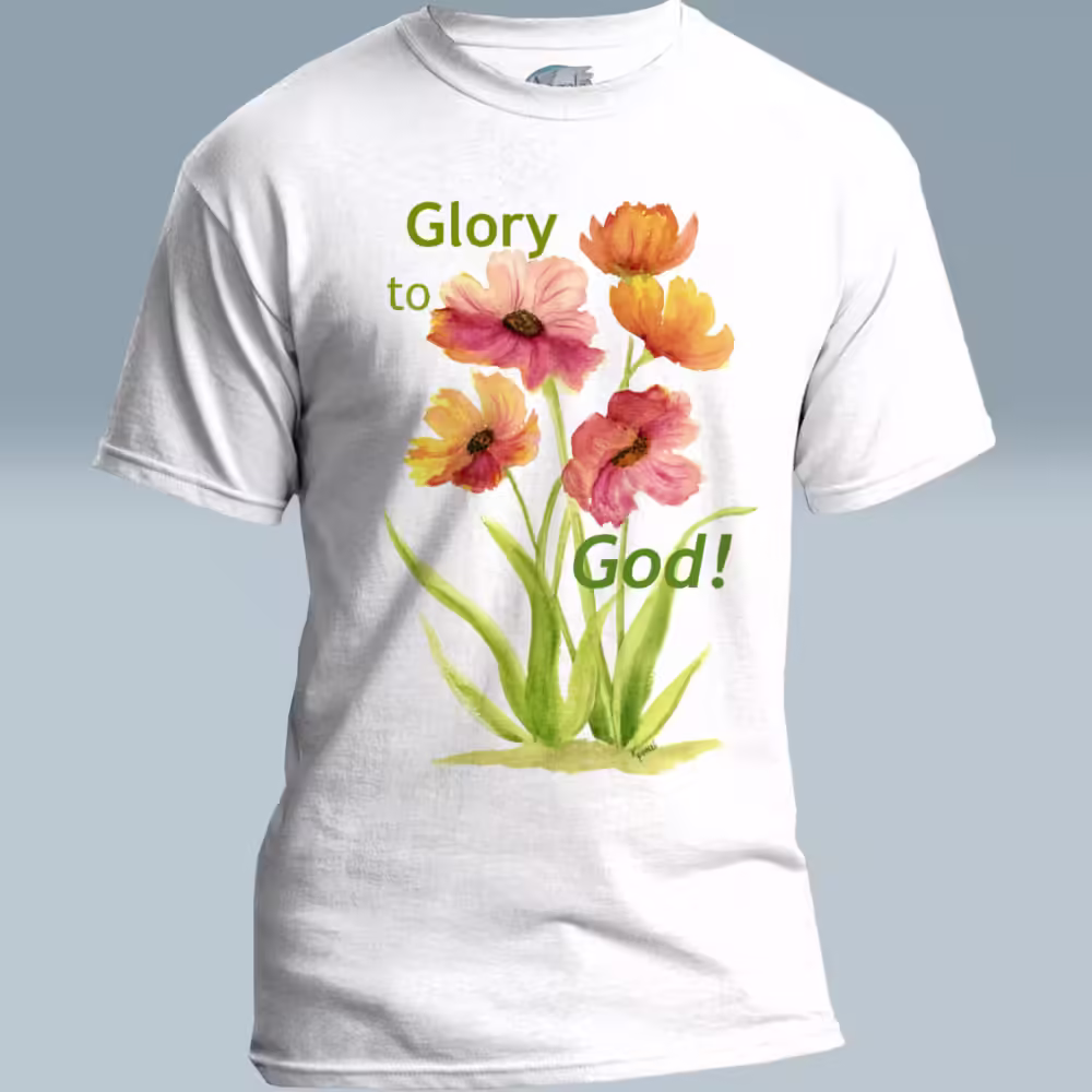 Glorious Poppies Tee Praising God in Beautiful Vibrant Colors White Colored Haloed Tee