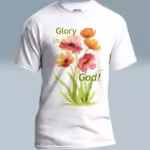 Glorious Poppies Tee Praising God in Beautiful Vibrant Colors White Colored Haloed Tee