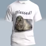 Happy Seal Tee New Blessed and Joyful Hand-painted Art White Colored Haloed Tee