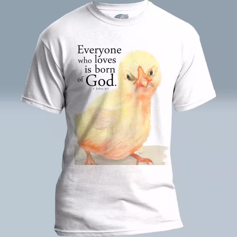 Hatched in Grace Tee Irresistibly Beautiful Baby Chick White Colored Haloed Tee