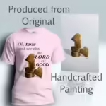 Heart Chocolates Tee Taste the Full Goodness of the Lord Light Pink Colored Haloed Tee shown with the original watercolor painting
