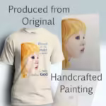 Heart of Gold Tee Pure Faith, Beautiful Vision Natural Colored Haloed Tee shown with the original watercolor painting