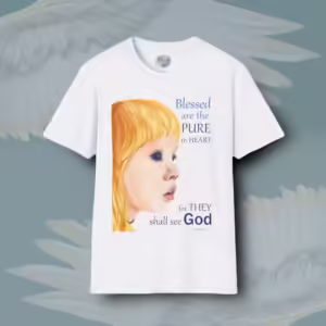 Heart of Gold Tee Pure Faith, Beautiful Vision White Colored Haloed Tee Framed by Angels Fly Here